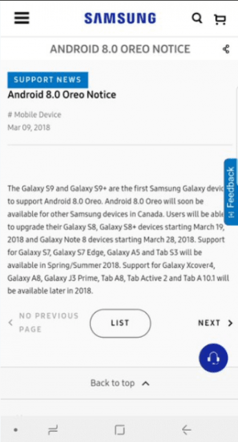 Android Oreo Samsung Galaxy Note 8 premiera