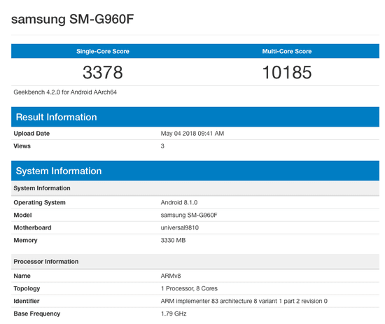 samsung galaxy s9 android 8.1 oreo aktualizacja benchmark