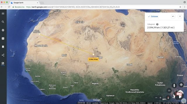 google earth mapy odległość pomiar