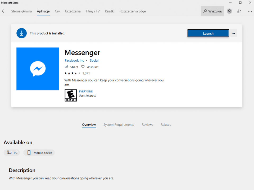 Messenger na Windowsa 10