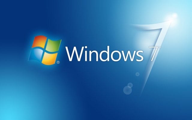 Logo Windows 7 na tle niebieskiego tła