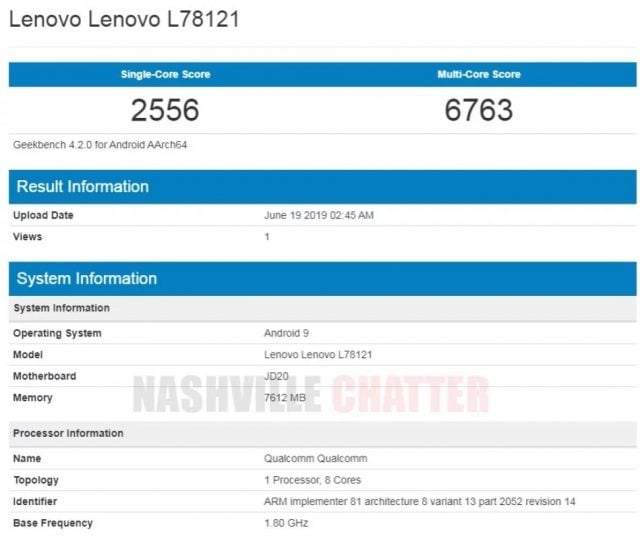 Lenovo Z6 w Geekbench