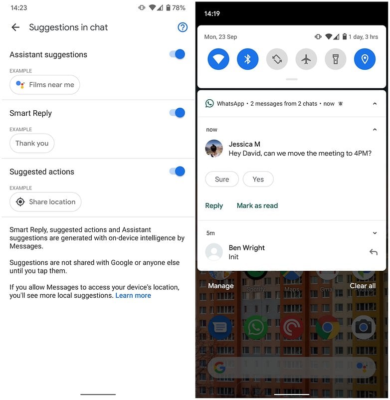 Android 10 funkcje smart reply