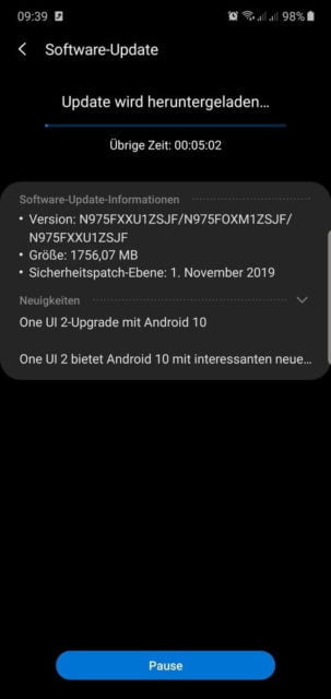 Galaxy Note10 beta android 10 one ui 2