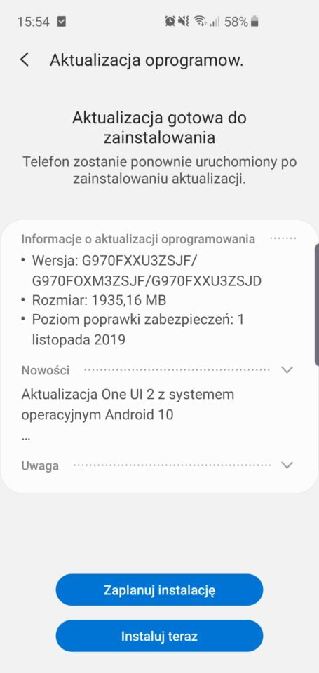 Android 10 One UI 2.0 galaxy s10