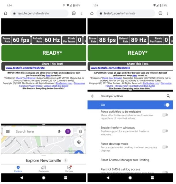 pixel 4 google odswiezanie mapy google 90 hz