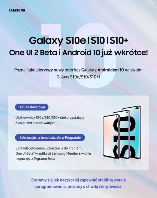 samsung galaxy s10 one ui 2 beta android 10 aktualizacja w polsce