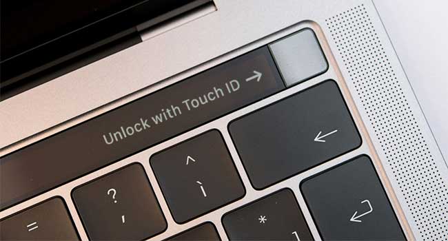 czytnik linii papilarnych w laptopie touch ID