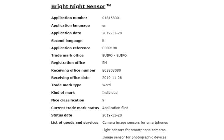 samsung galaxy s11 bright night patent
