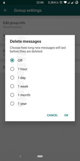 WhatsApp samoniszczące się wiadomości