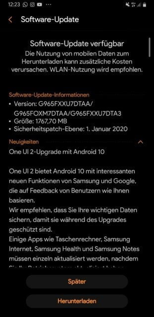Galaxy S9 Android 10