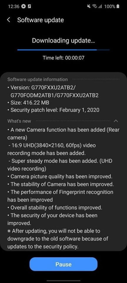 samsung galaxy s10 lite aktualizacja filmy aparat