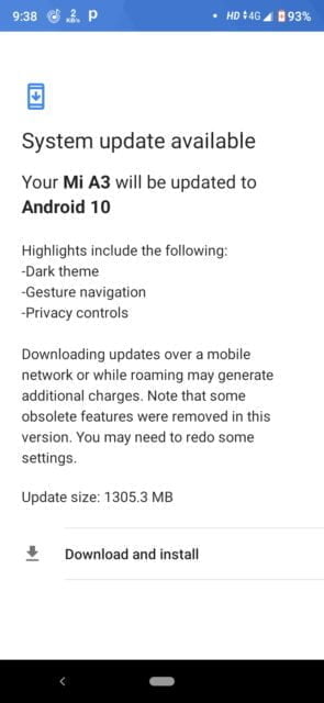 Xiaomi Mi A3 Android 10