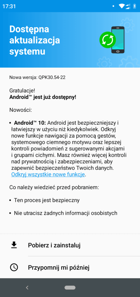 Motorola One z Androidem 10
