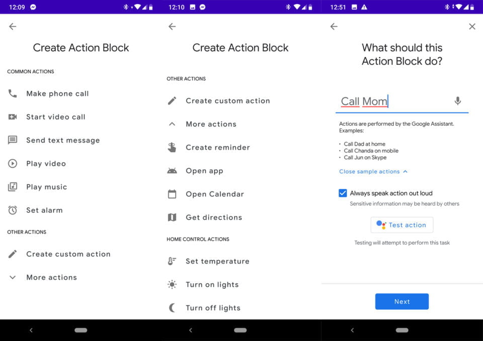 Kafelki w Androidzie Action Blocks
