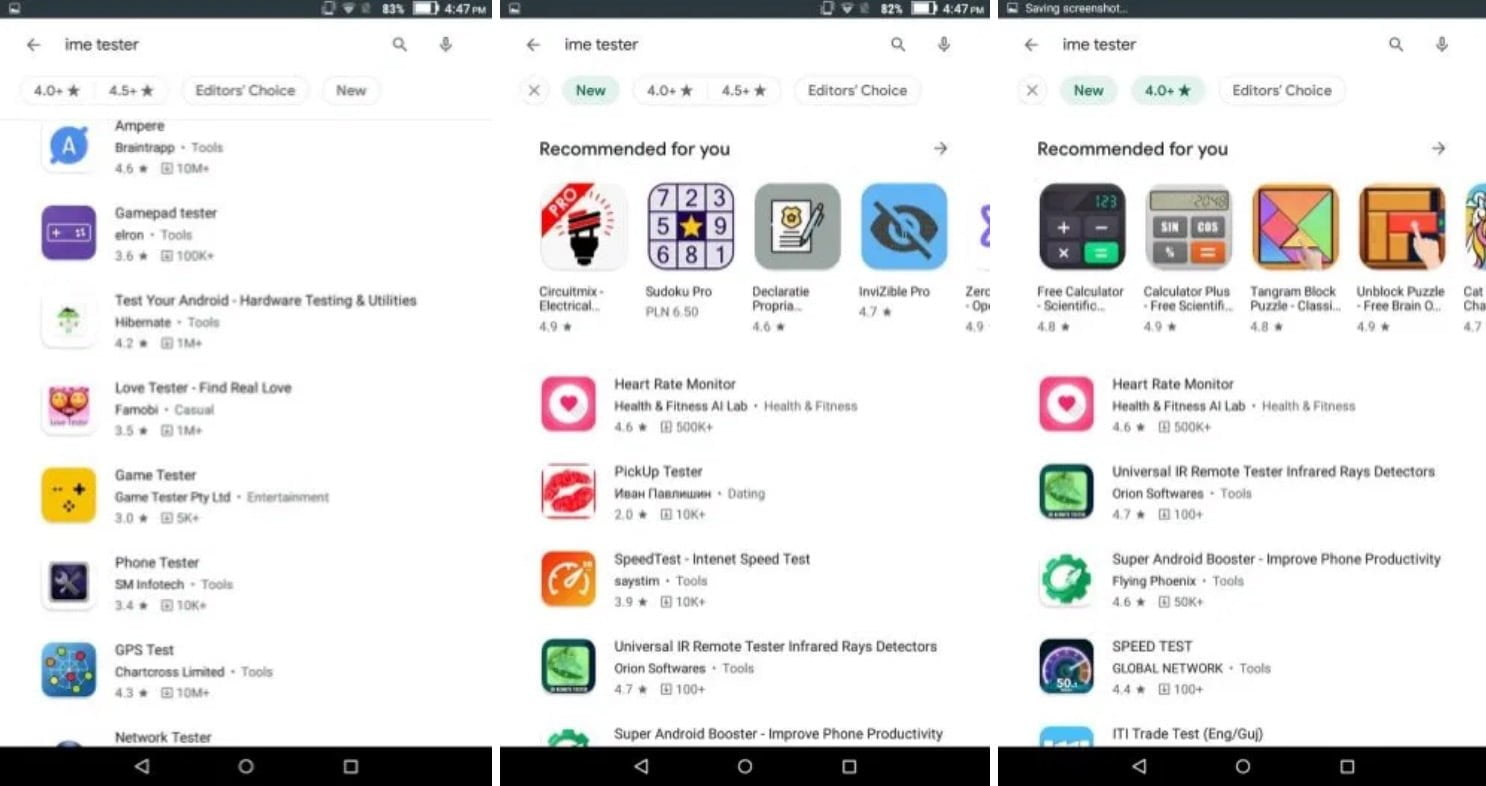 Google Play filtry