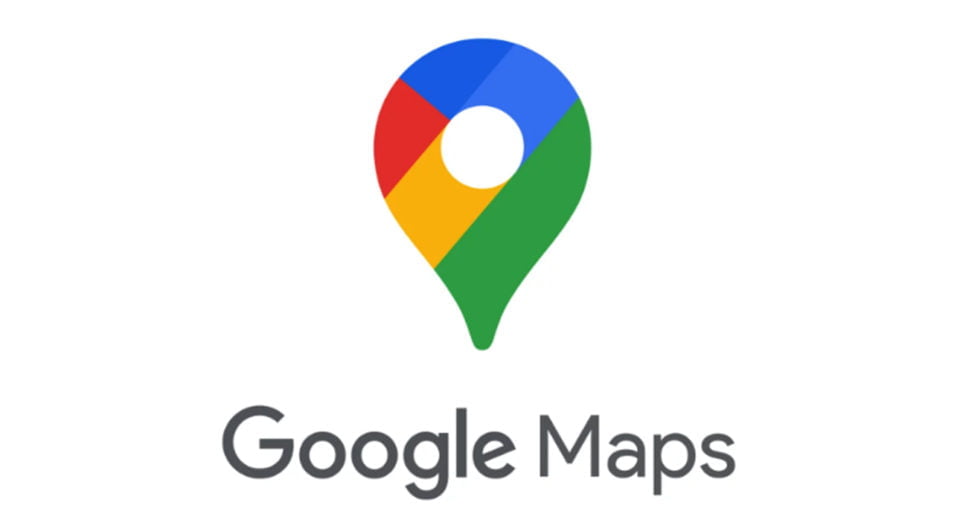Logo Google Maps z charakterystycznym znacznikiem lokalizacji w kolorach Google na białym tle.