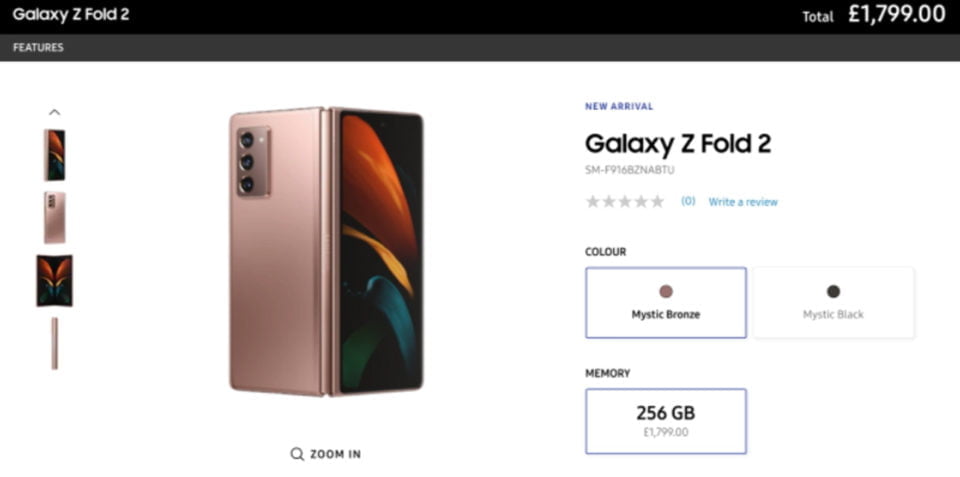 Cena Samsung Galaxy Z Fold 2 5G