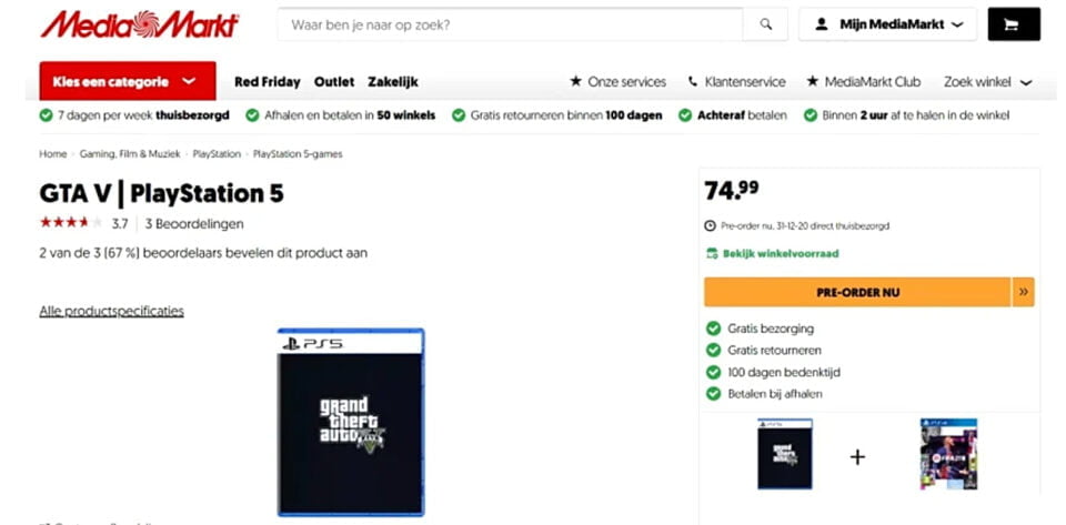 Cena GTA V na PS 5