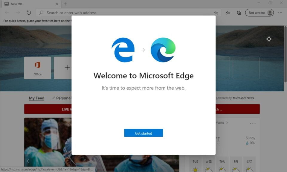 Mise à jour Microsoft Edge Legacy 87
