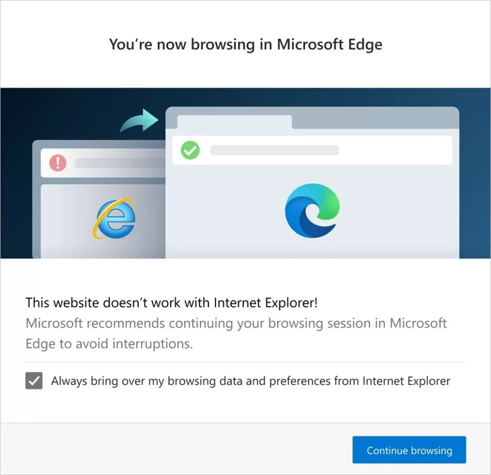 Internet Explorer przekieruje nas do Edge