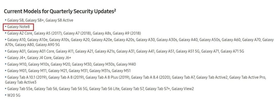 Samsung Galaxy Note8 kwartalne poprawki zabezpieczeń