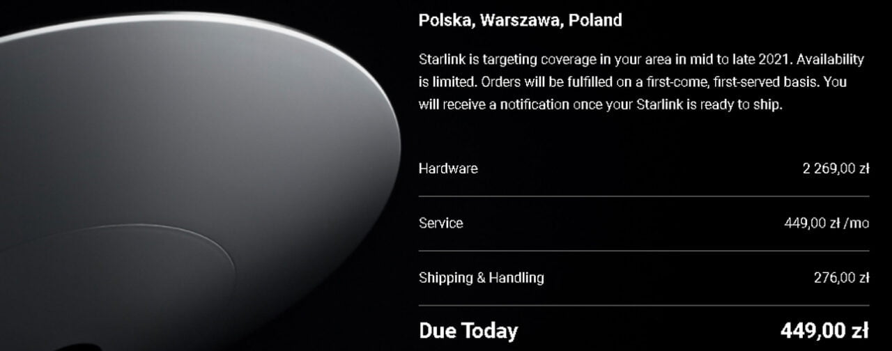 Cena Starlink w Polsce