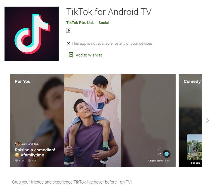 TikTok na Android TV