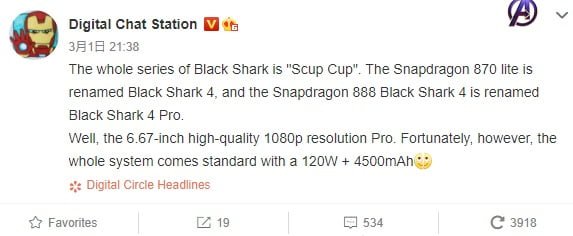 Black Shark 4/4 Pro specyfikacja