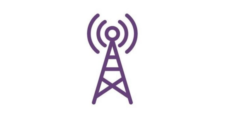 Grafika przedstawiająca fioletową ikonę stacji bazowej