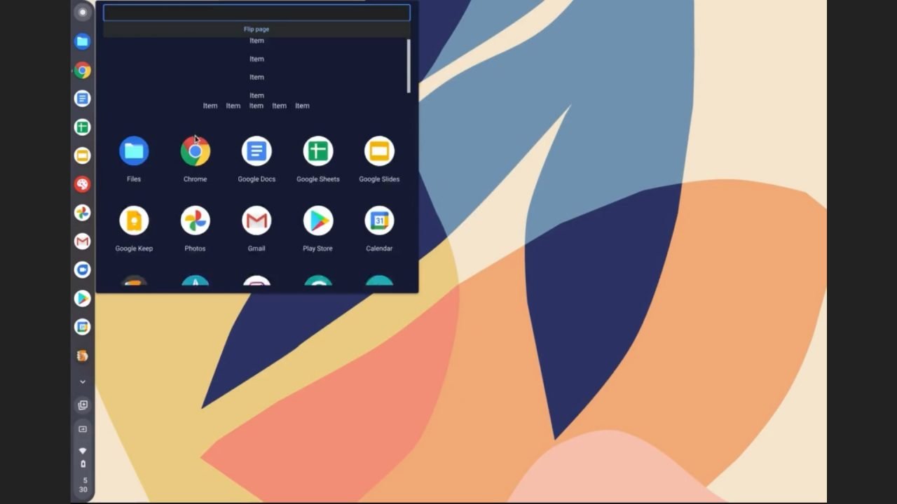 Chrome OS z menu start