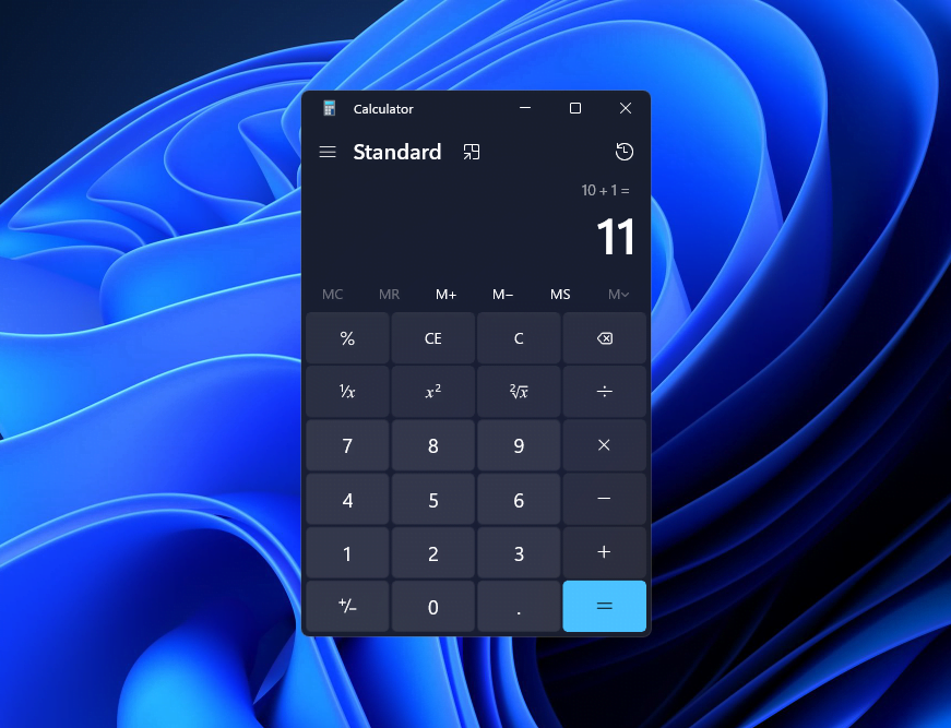 Kalkulator aplikacje Windows 11