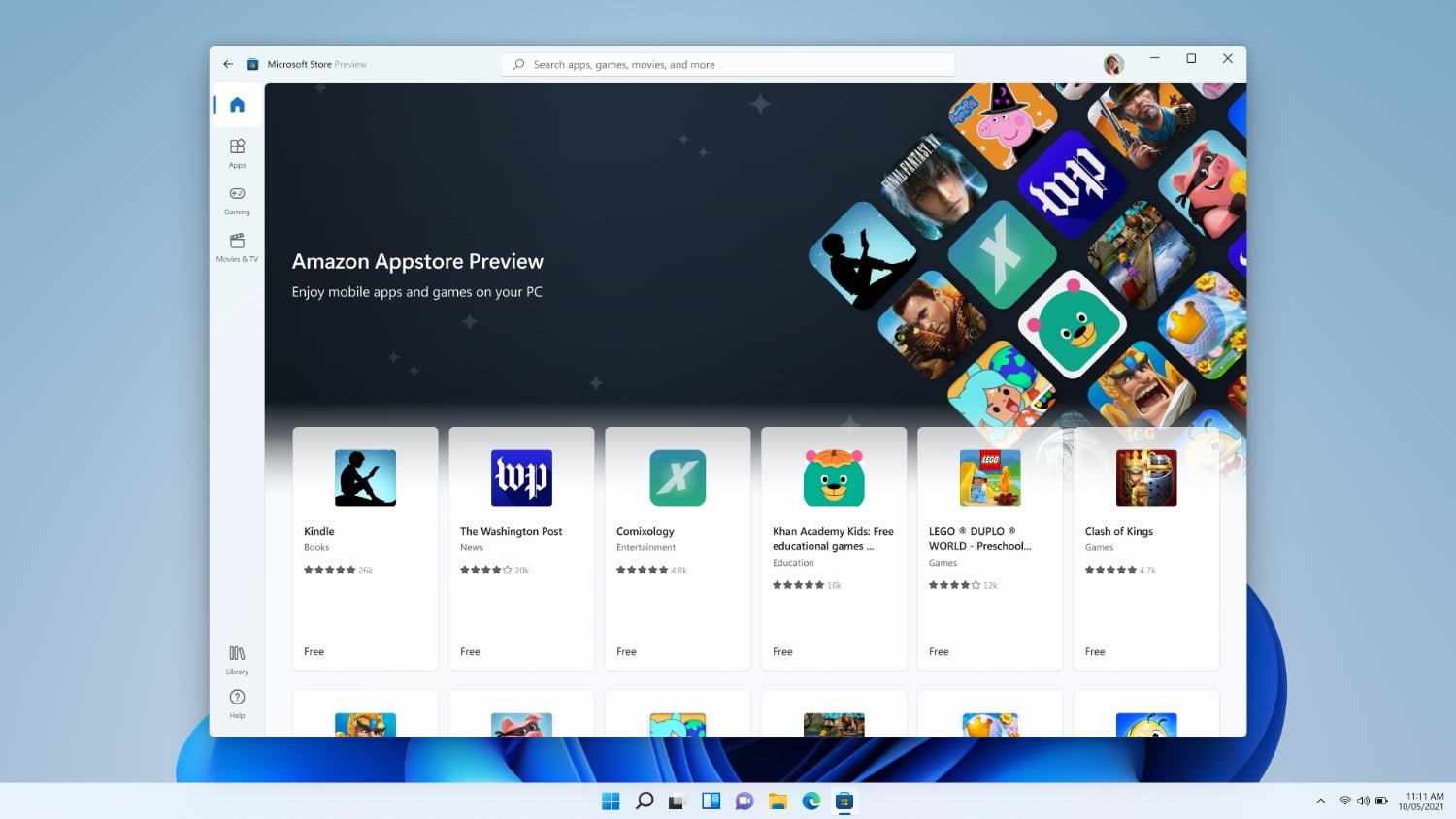 Aplikacje Androida w Windows 11 Amazon App Store