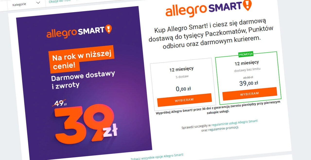 Allegro Smart promocja taniej
