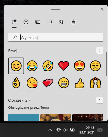 Emoji w Windows 11