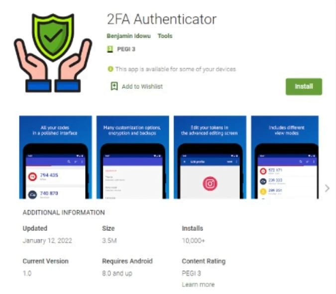 2fa authenticator sklep play malware zagrozenie