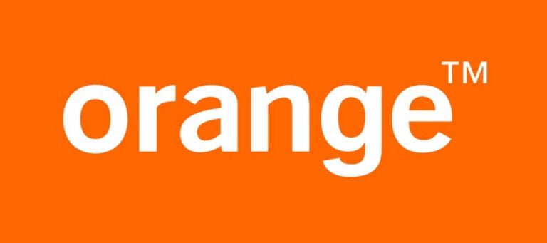 logo Orange biały napis na pomarańczowym tle