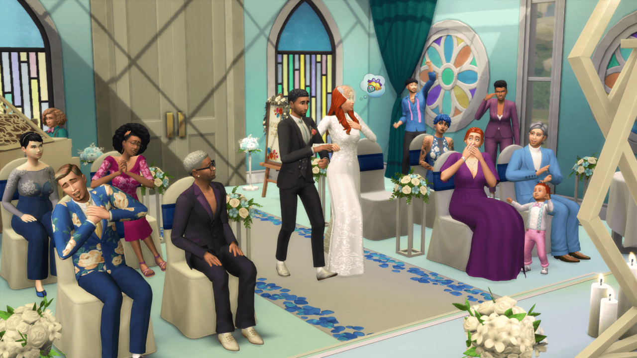 Kadr z gry The Sims 4 Wesele.