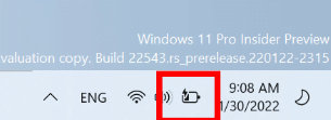 Windows 11 22557 bateria