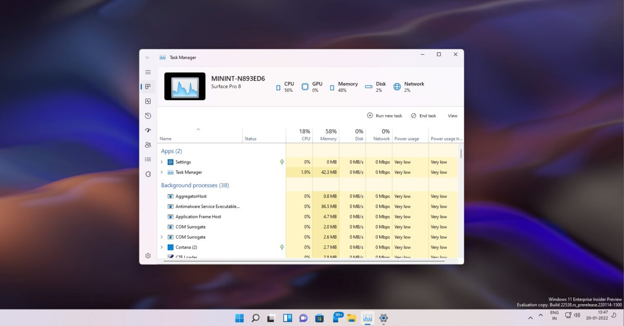 Windows 11 nowe funkcje menedżer zadań