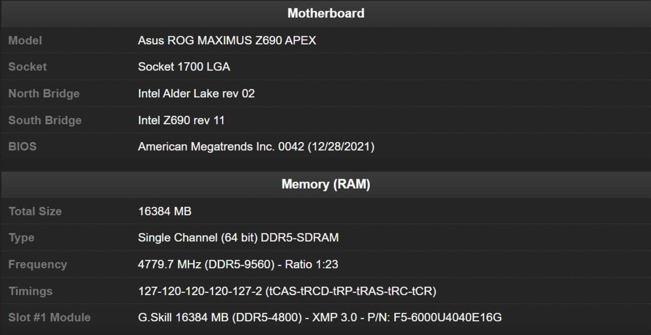 RAM DDR5 9560 MHz