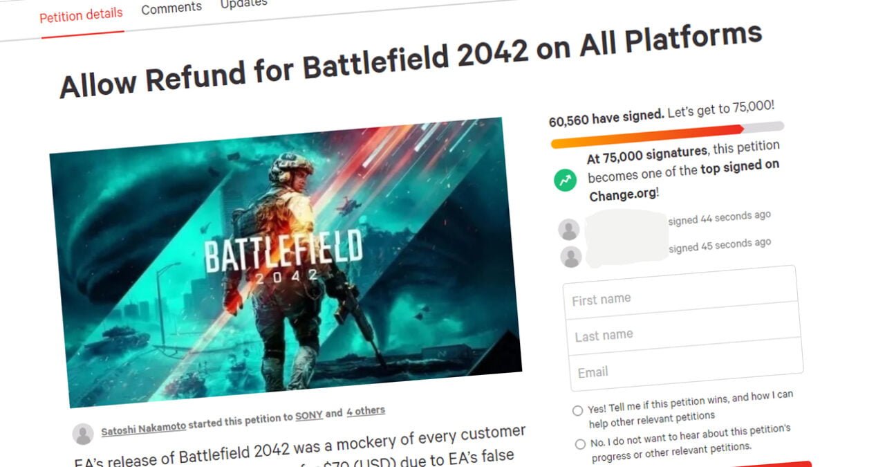 petycja battlefield 2042