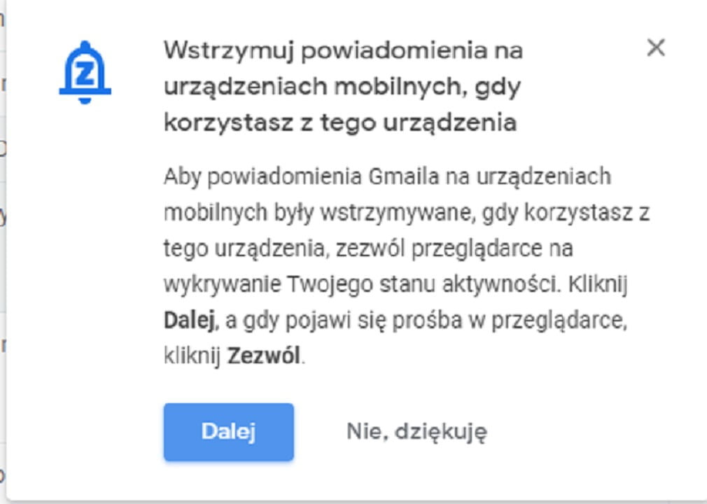 Gmail z automatycznym wyciszaniem powiadomień