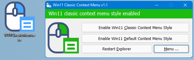 Windows 11 Classic Context Menu v1.1 stare menu kontekstowe