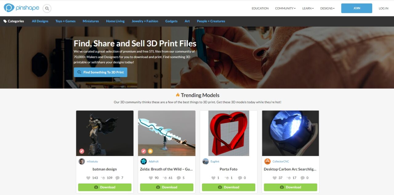 Sell ​​projects on Pinshape