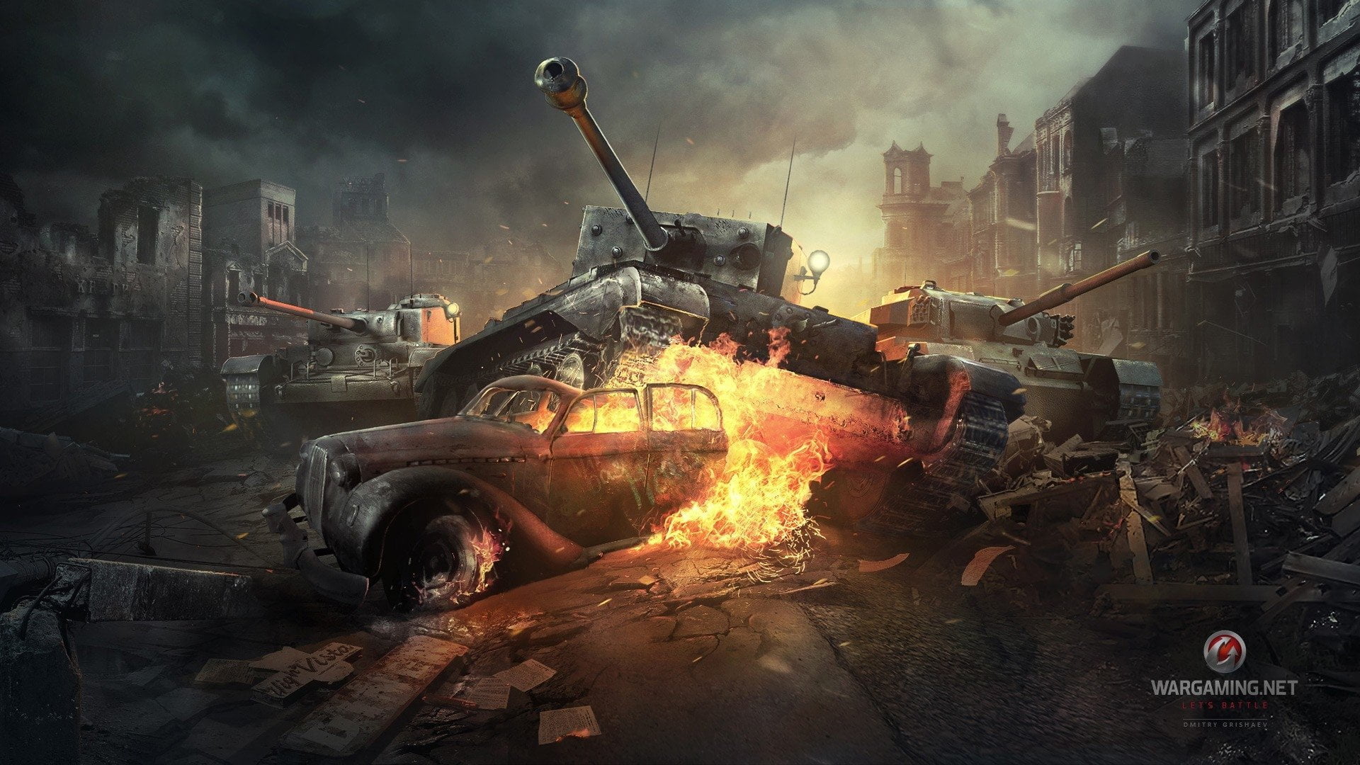 Logotyp gry World of Tanks. Na środku grafiki znajduje się czołg.