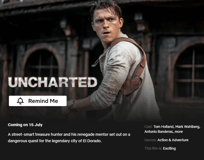 Uncharted Netflix data premiery