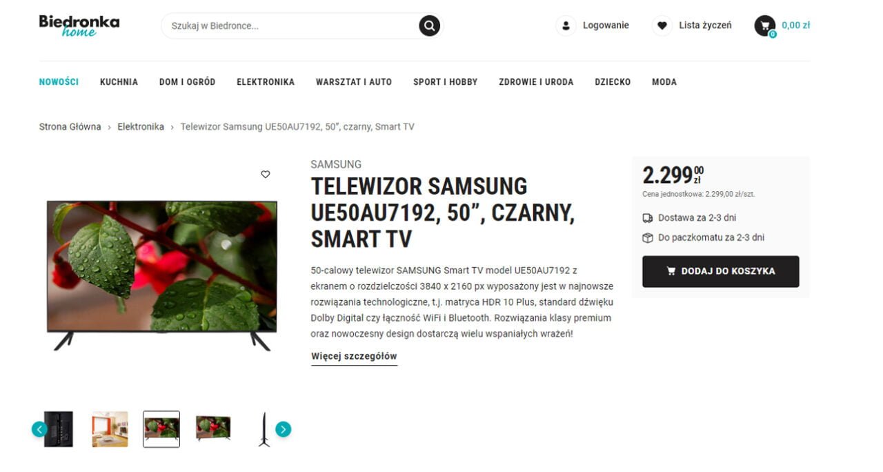Samsung Smart TV w sklepie Biedronka Home cena produktu