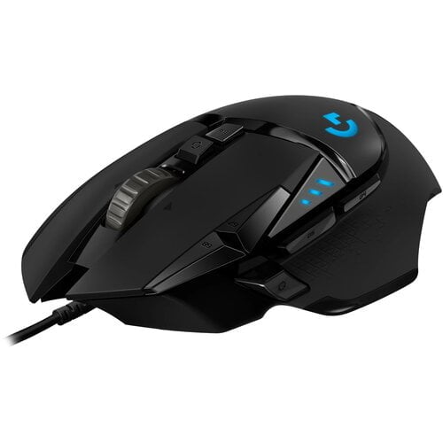 Czarna mysz komputerowa dla graczy z podświetleniem LED i przewodem.