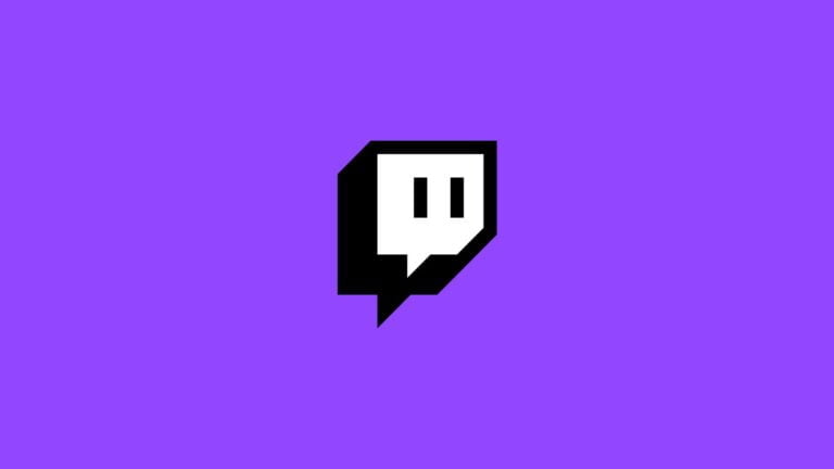 Logo platformy streamingowej Twitch na fioletowym tle.
